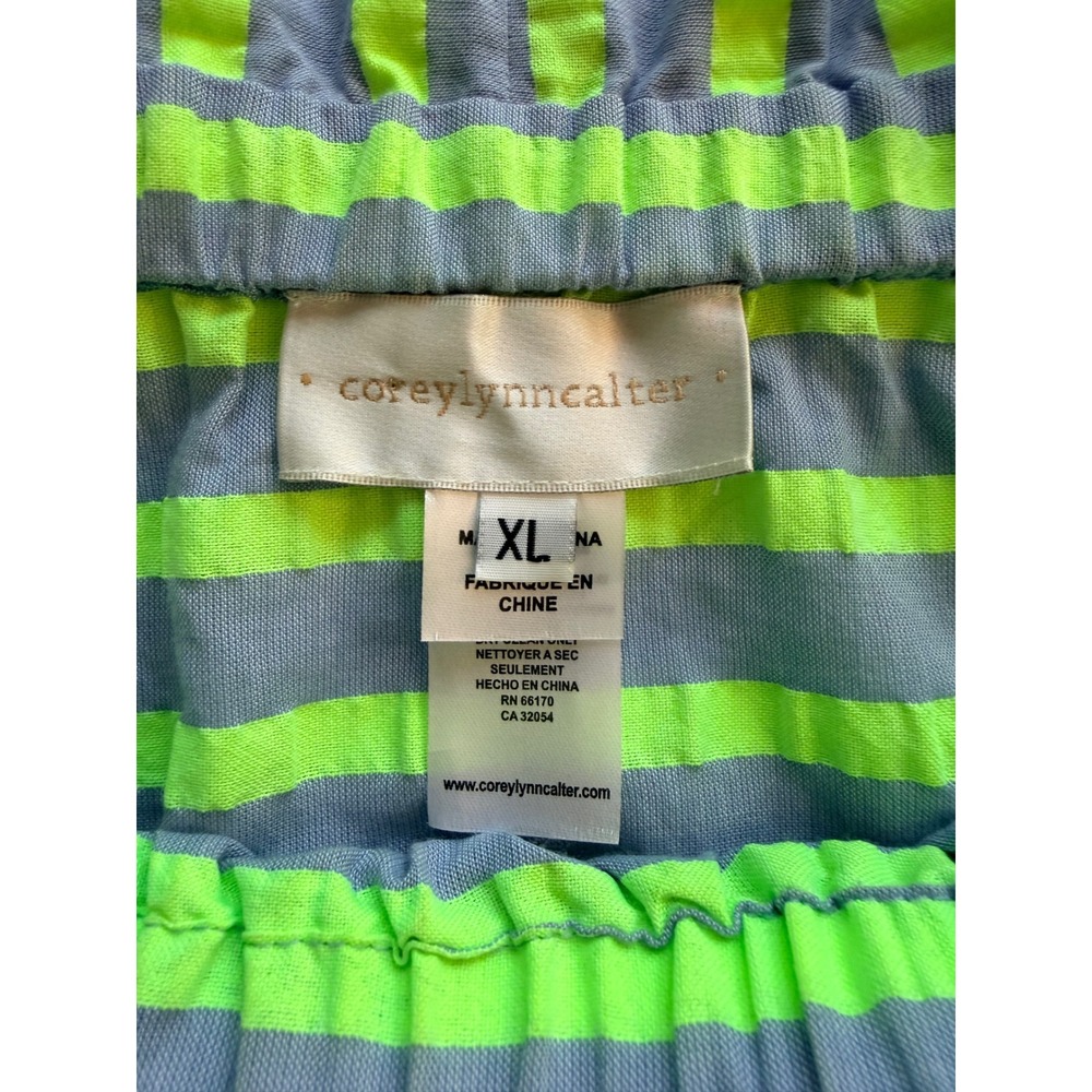 COREY LYNN CALTER Gray Green Stripe Preppy Beachy Coastal Off Shoulder Dress XL - Picture 5 of 10